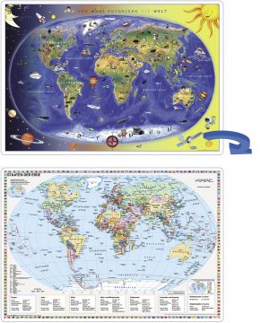 2-seitige Schreibunterlage Kinderweltkarte / Staaten der Erde