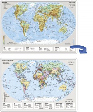 2-seitige Schreibunterlage Erde physisch / politisch