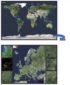 2-seitige Schreibunterlage Satellitenbild Welt / Europa