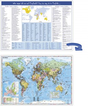 2-seitige Schreibunterlage Welt politisch engl. / Wie sage ich es auf Englisch